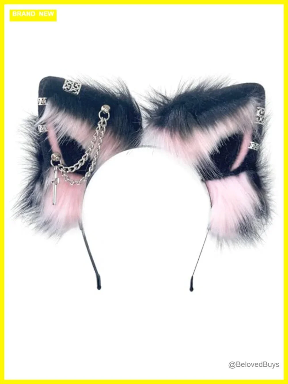 Handmade Wolf Fox Cat Ears Animal Headband Clip Cosplay Punk Gothic Halloween
